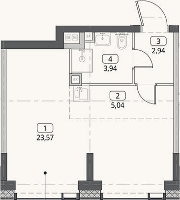 Планировка: Студия, 35,5 м²