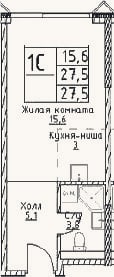 Планировка: Студия, 27,5 м²