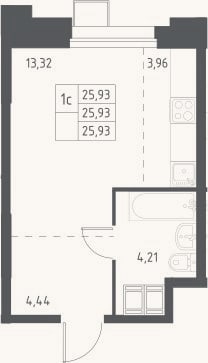 Планировка: Студия, 25,9 м²