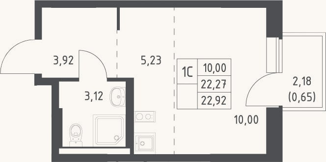 Планировка: Студия, 22,3 м²