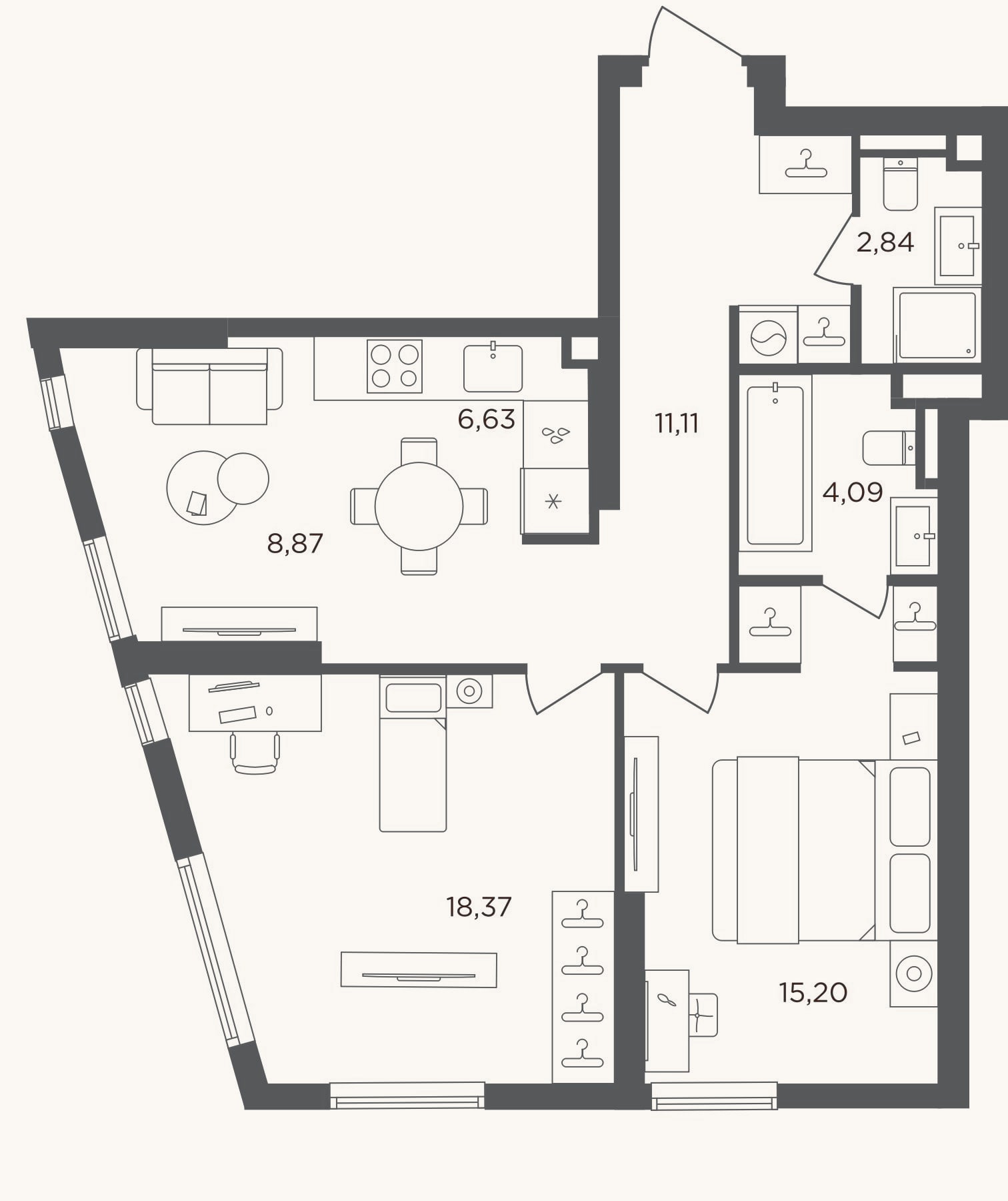 Планировка: 3-к, 67,1 м²
