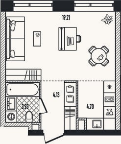Планировка: Студия, 32 м²