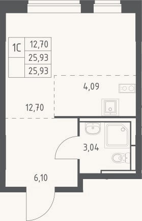 Планировка: Студия, 25,9 м²