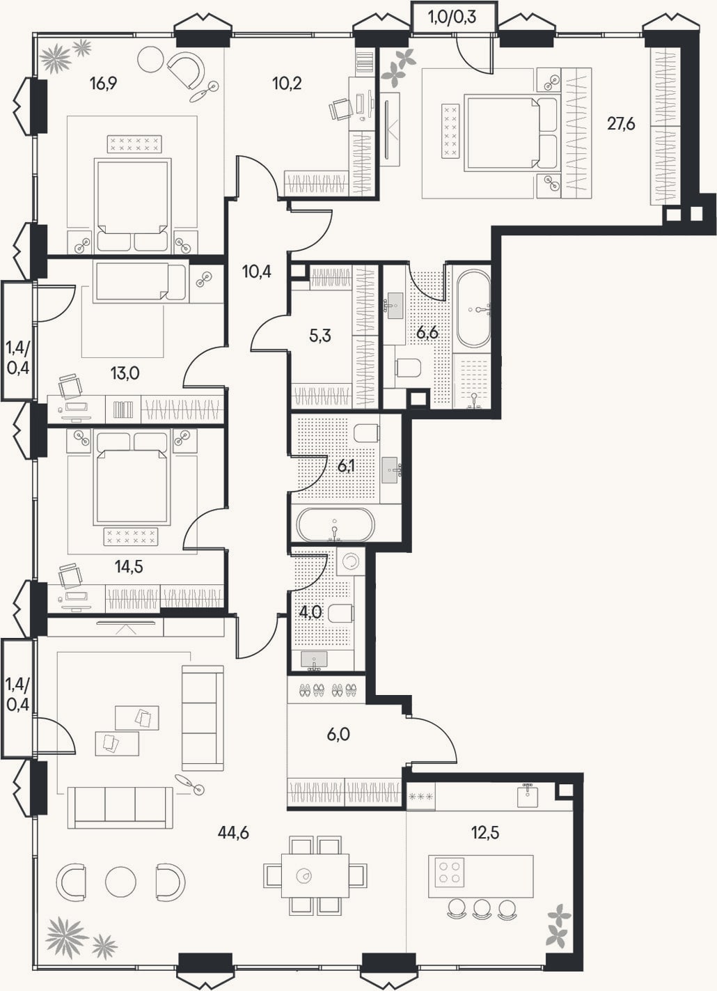 Планировка: 4+ к, 177,7 м²