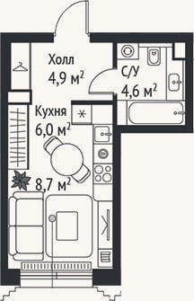 Планировка: Студия, 24,2 м²