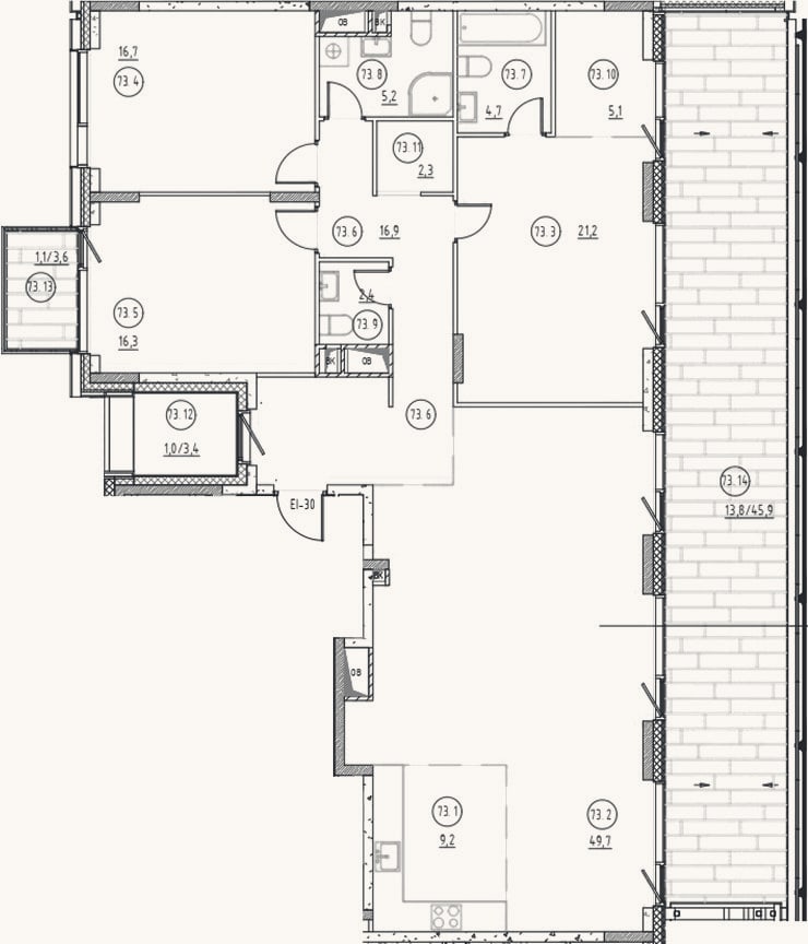 Планировка: 4+ к, 149,7 м²