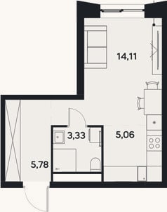 Планировка: Студия, 28,3 м²