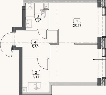 Планировка: Студия, 38,3 м²