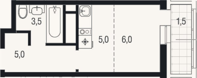 Планировка: Студия, 19,5 м²