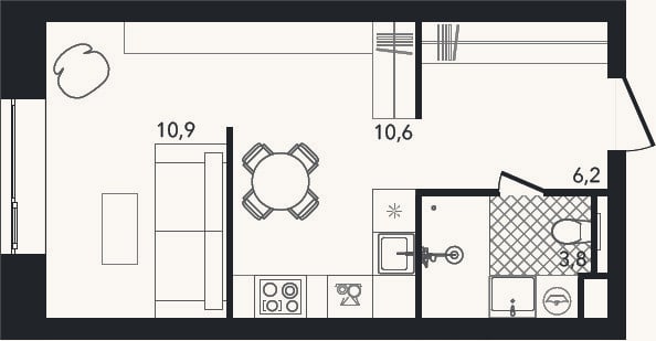 Планировка: Студия, 31,5 м²