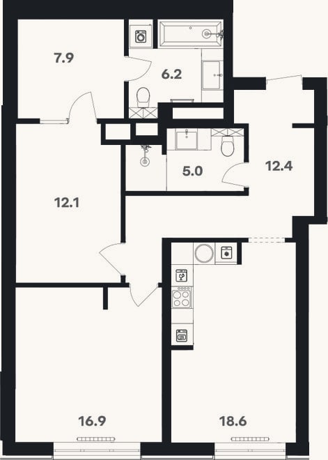 Планировка: Своб. план., 80,6 м²