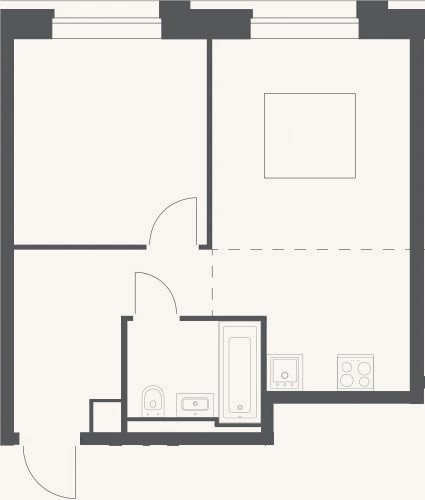Планировка: 2-к, 39,5 м²