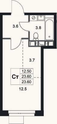 Планировка: Студия, 23,6 м²