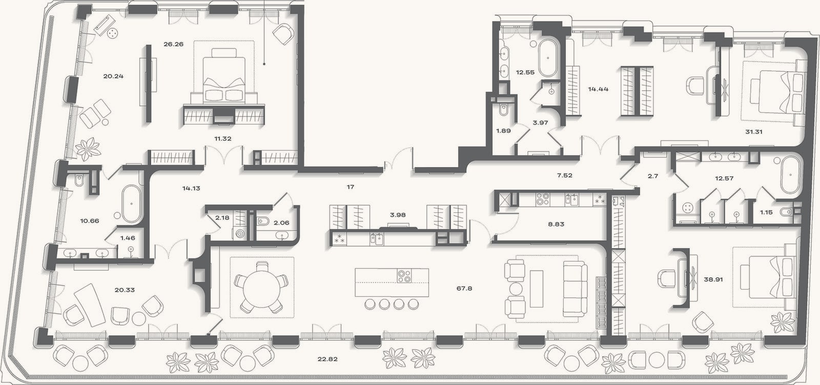 Планировка: 4+ к, 344,2 м²