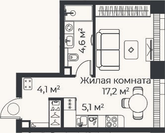 Планировка: Студия, 30,8 м²