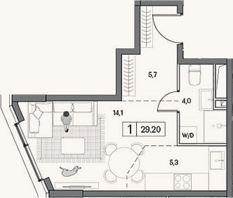 Планировка: Студия, 29,2 м²