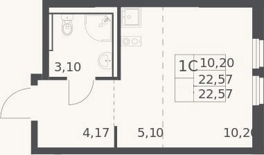 Планировка: Студия, 22,6 м²