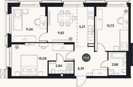 Планировка: 4+ к, 71,6 м²
