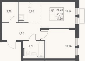 Планировка: 2-к, 41,5 м²