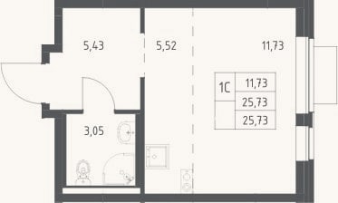 Планировка: Студия, 25,7 м²
