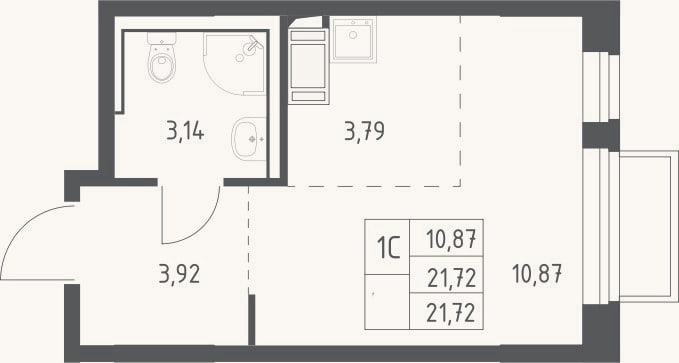 Планировка: Студия, 21,7 м²