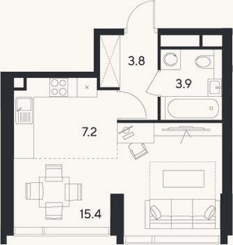 Планировка: Студия, 30,3 м²