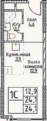 Планировка: Студия, 24,1 м²
