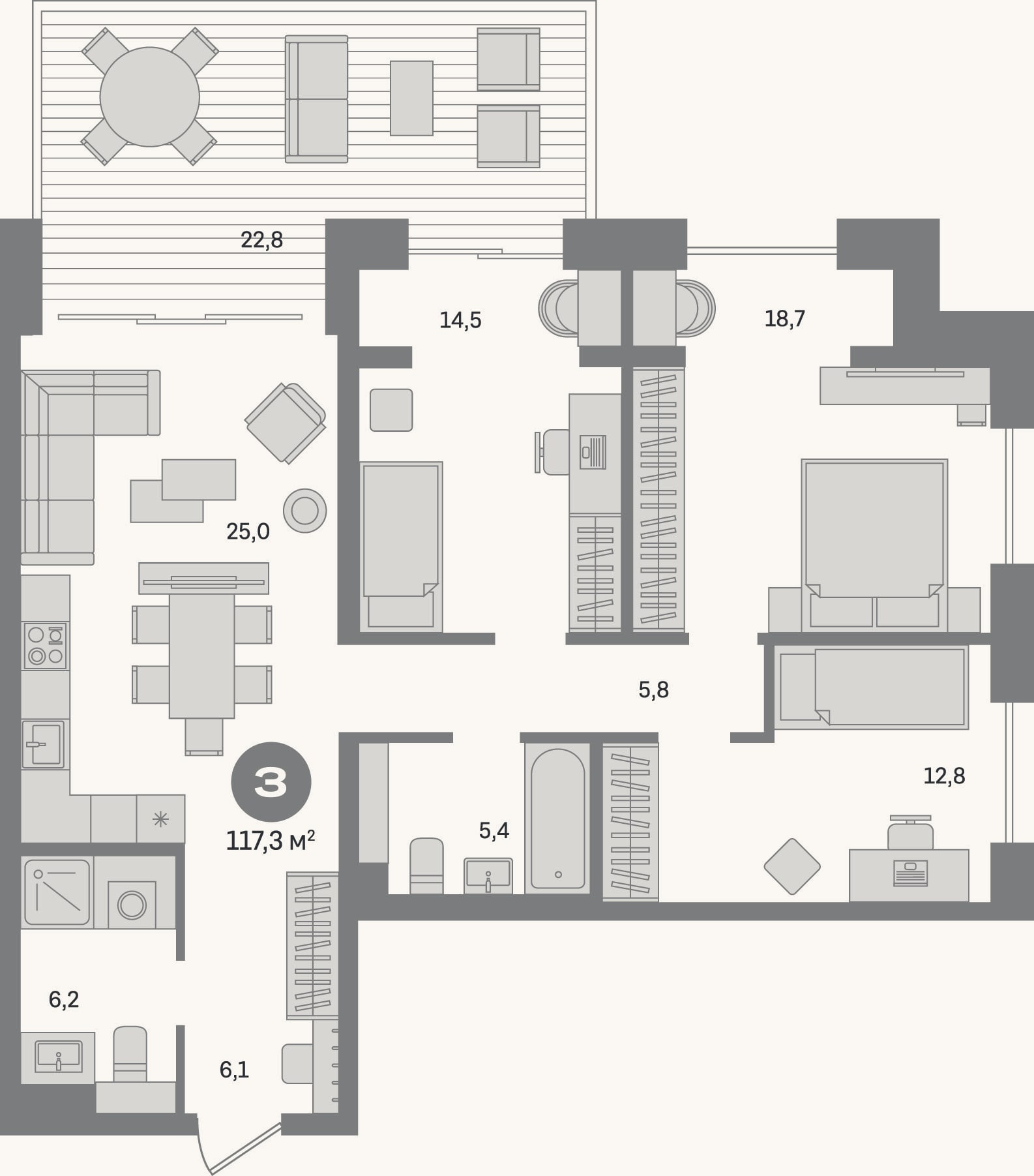 Планировка: 3-к, 94,5 м²