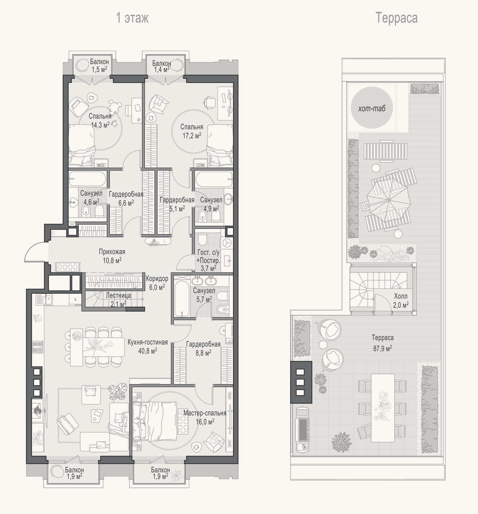 Планировка: 4+ к, 148,2 м²