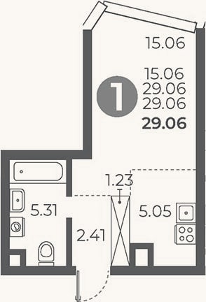 Планировка: Студия, 29,1 м²