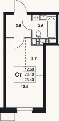 Планировка: Студия, 23,4 м²