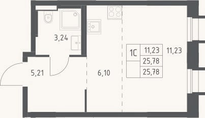 Планировка: Студия, 25,8 м²