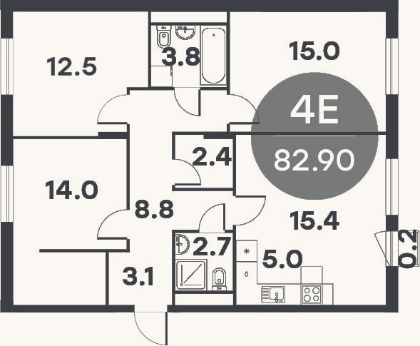 Планировка: 4+ к, 81,7 м²