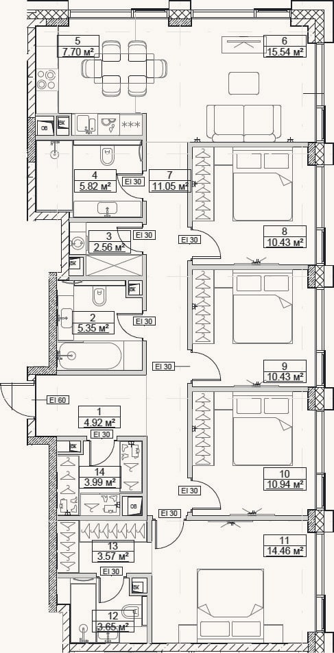 Планировка: 4+ к, 110,4 м²