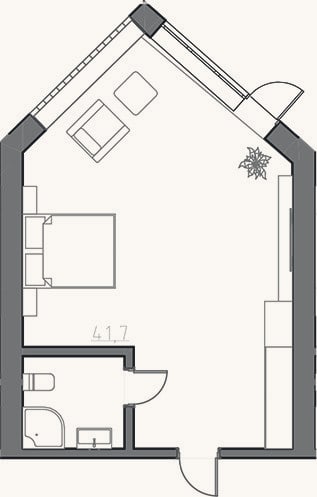 Планировка: Студия, 40 м²