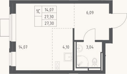 Планировка: Студия, 27,3 м²