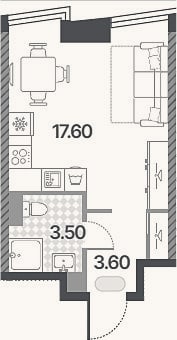 Планировка: Студия, 24,7 м²