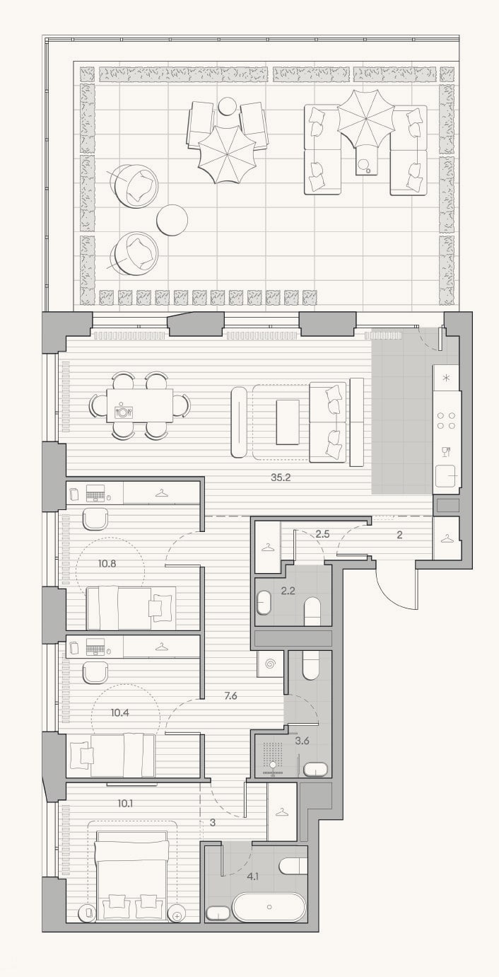 Планировка: 4+ к, 89 м²