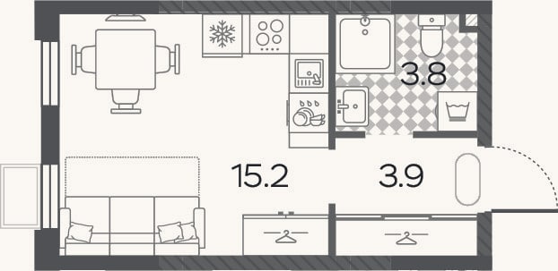 Планировка: Студия, 22,9 м²