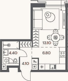 Планировка: Студия, 28,4 м²