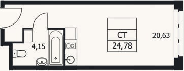 Планировка: Студия, 24,8 м²
