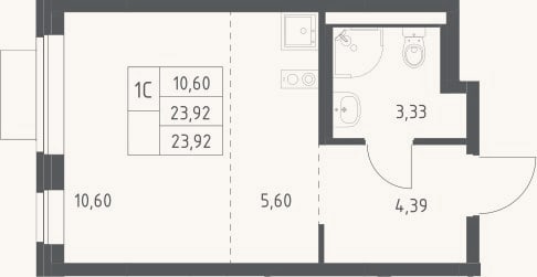 Планировка: Студия, 23,9 м²