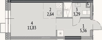 Планировка: Студия, 23,1 м²