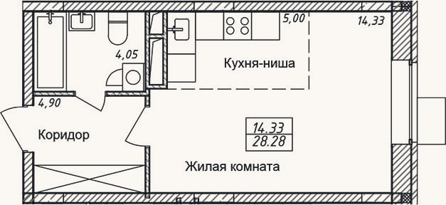 Планировка: Студия, 28,3 м²