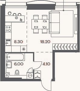 Планировка: Студия, 36,6 м²