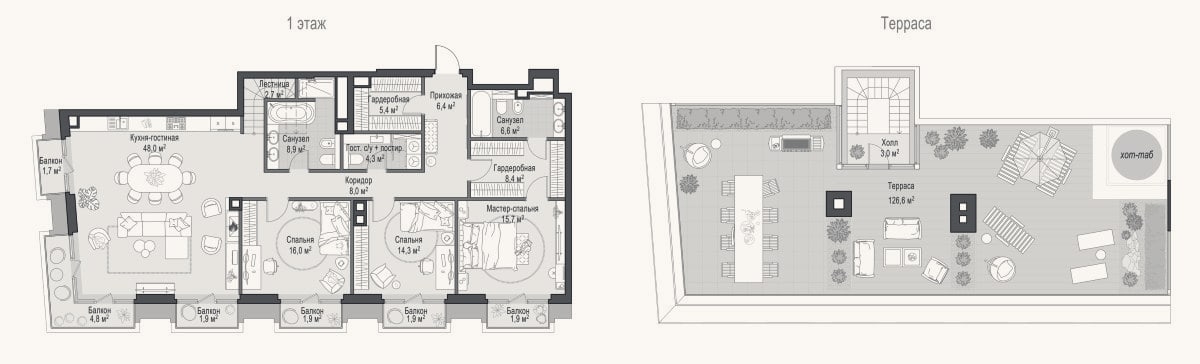Планировка: 4+ к, 139,2 м²
