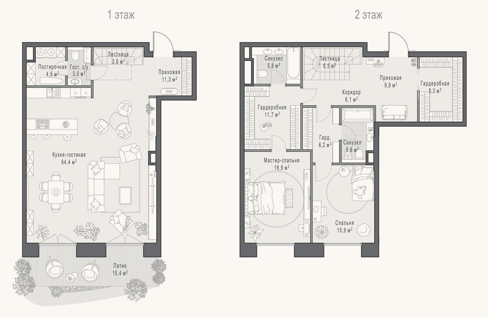 Планировка: 3-к, 181,8 м²