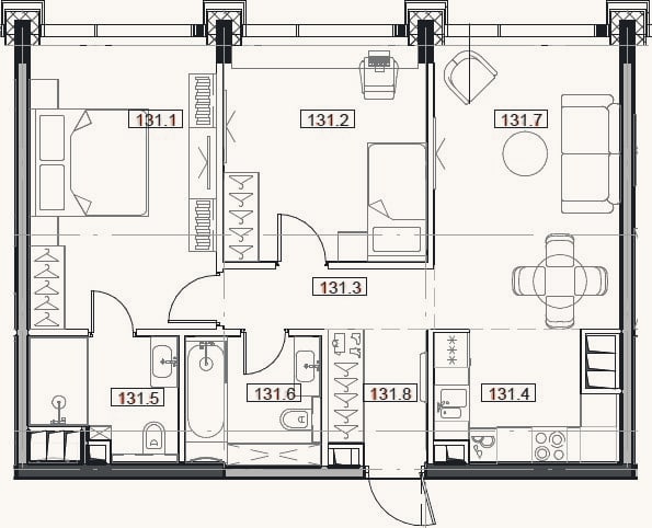 Планировка: 3-к, 66,5 м²