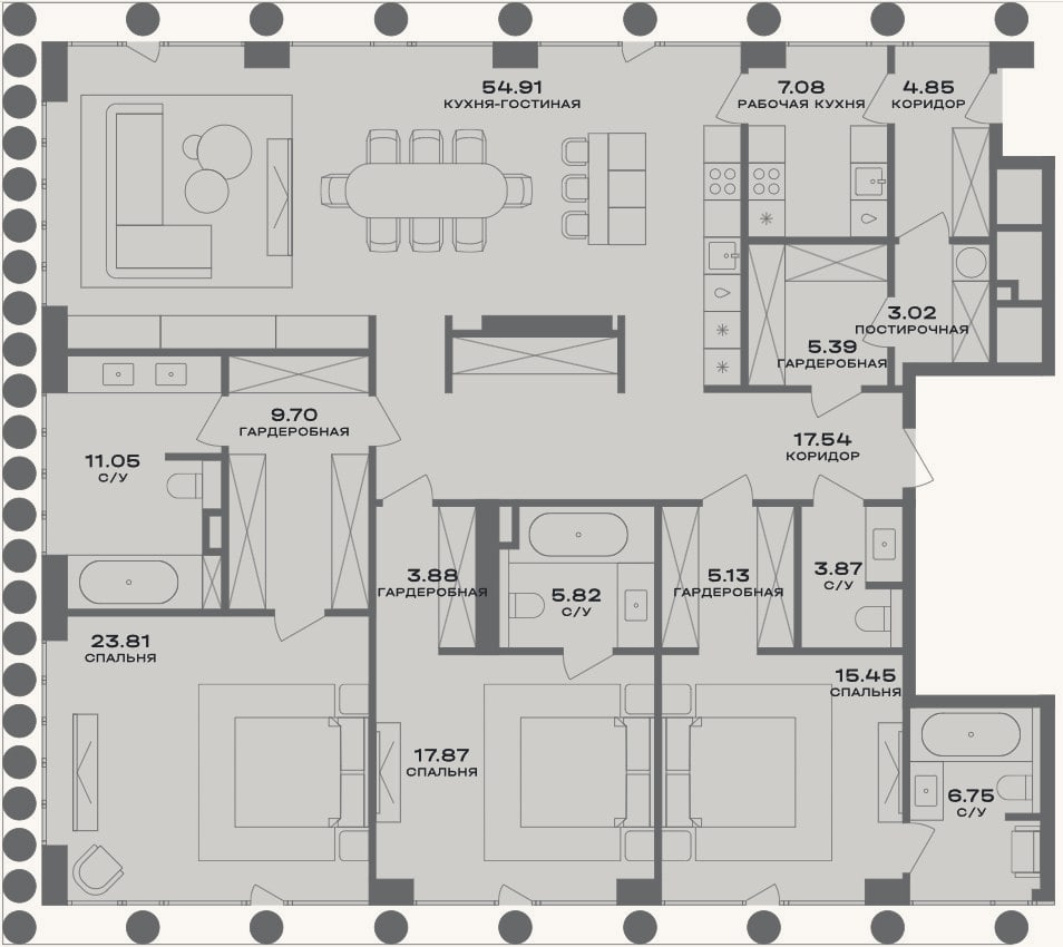 Планировка: 4+ к, 196,1 м²