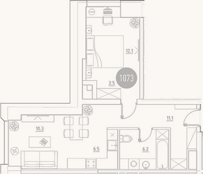 Планировка: 2-к, 48,7 м²